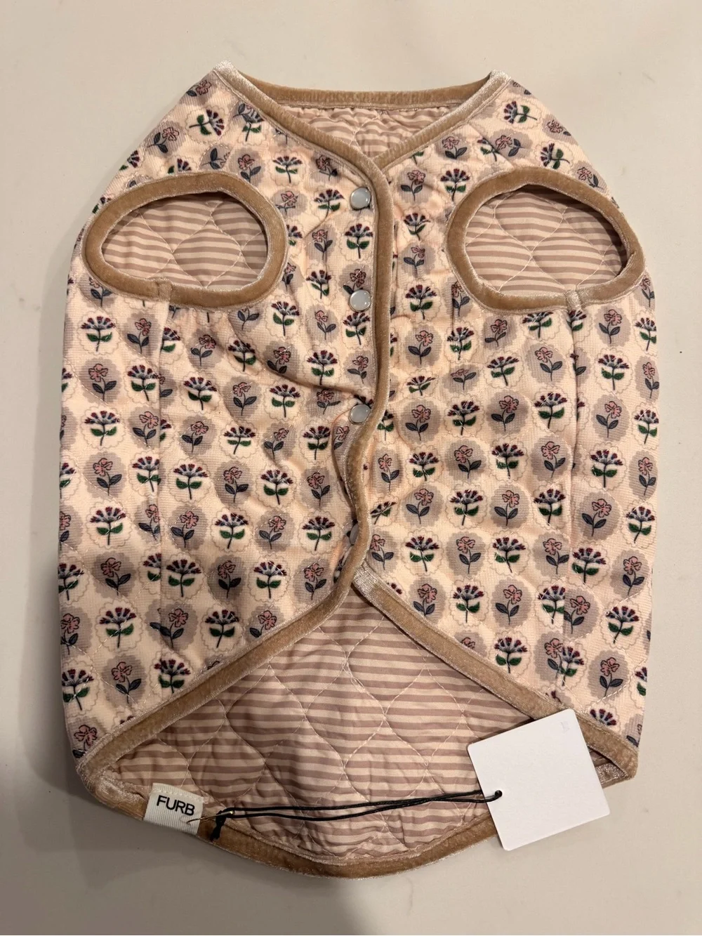 FURB FUR-GET ME NOT FLORAL QUILTED DOG VEST SZ M